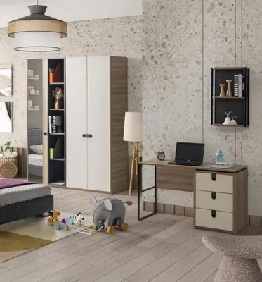 Produktbild von Möbelset Platzsparend Kleiderschrank Schreibtisch Modernes Design Wohnen Stil