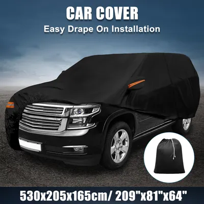 Image de Housse de voiture pour Chevrolet Tahoe 4 portes 2007-2020 en film d'aluminium, protection complššte toutes saisons avec fermeture šŠclair sur la porte du conducteur, couleur noire