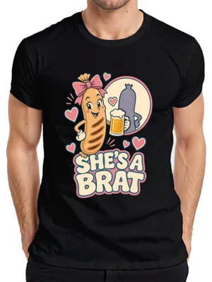 Imagen del producto de Camiseta para hombre, marca "Brat", diseño "Bratwurst Bier ", color , talla XL