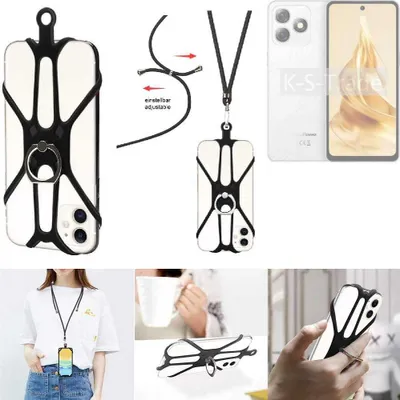 Produktbild von K-S-Trade 3in1 Handykette Handyband Handykordel Halsband Smartphone-Ring Handy-Ring kompatibel mit Ulefone Note 18 Pro Fingerhalterung Handyring
