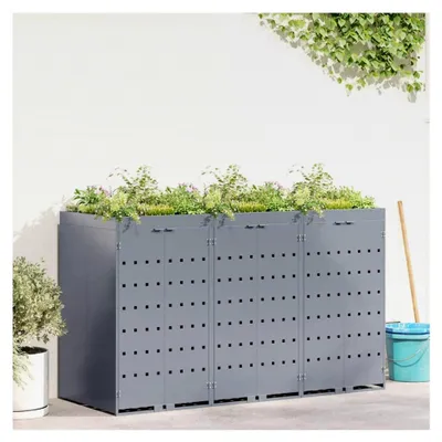 Produktbild von Müllbehälter für 3 Behälter Hellgrau 204 x 77,5 x 121,5 cm, Mülltonnenbox für Garten und Gewerbefläche