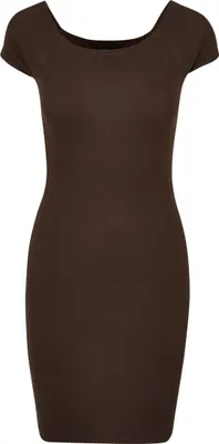 Zdjęcie produktu dla Dámské šaty Urban Classics Ladies Off Shoulder Rib Dress brązowy - M