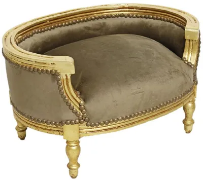 Image de Casa Padrino Lit Baroque pour Chien & Chat Taupe / Or Antique - Canapé fait main de style baroque pour chiens et chats - Meubles Baroques pour Chiens et Chats - Meubles Baroques pour Animaux