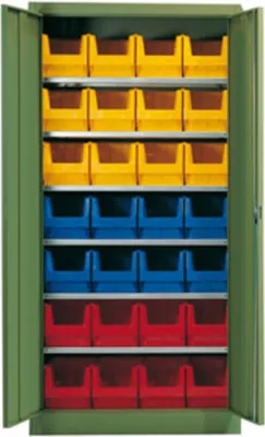 Produktbild von Magazinschrank - 12 Sichtlagerkästen - 5 Böden - Fachlast 80 kg - lichtgrau