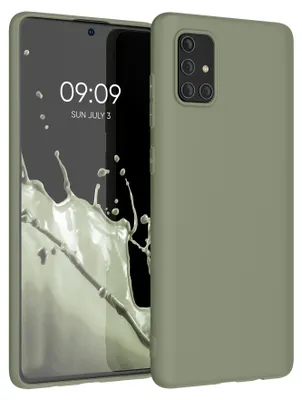 Produktbild von kwmobile Handyhülle für Samsung Galaxy A71 Hülle - TPU Case - Kabelloses Laden - Schutzhülle Cover in Graugrün
