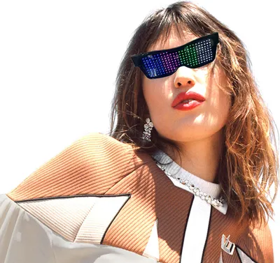 Produktbild von LED-Kostümbrille, LED-Display Smart-Brille mit Bluetooth APP-Verbindung, DIY Funky Eyeglasses für Party Club DJ Halloween Weihnachten, Bunt