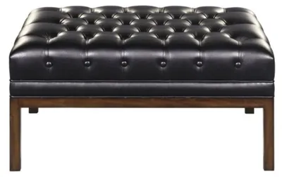 Produktbild von Casa Padrino Chesterfield Echtleder Fußhocker Schwarz / Braun 80 x 59 x H. 40 cm - Hotel Möbel