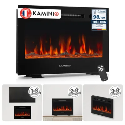 Image de Cheminée électrique KAMINIO MARLON - Cheminée électrique 3 en 1 avec chauffage, effet flamme 3D, 12 couleurs de flammes, télécommande - 24 pouces, Image générée par une IA