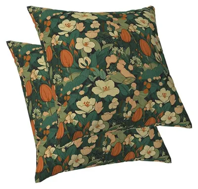 Immagine prodotto di Solidchoice - Set di 2 federe per cuscini naturali con motivo floreale, 60 x 60 cm