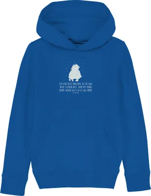Produktbild von Mr. & Mrs. Panda Kinderpullover Eisbär Umarmen 12-14 Jahre (152/164) - Royal Blue - Geschenk, Lustige Sprüche, Kapuzenpullover, Hoodie, Sweater, Hoody, Pullover
