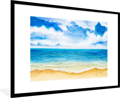 Produktbild von MuchoWow® MuchoWow® Gerahmtes Poster Strand - Meer - Himmel 90x60 cm - Poster mit zchwarzem Bilderrahmen - Wanddekoration - Fotos
