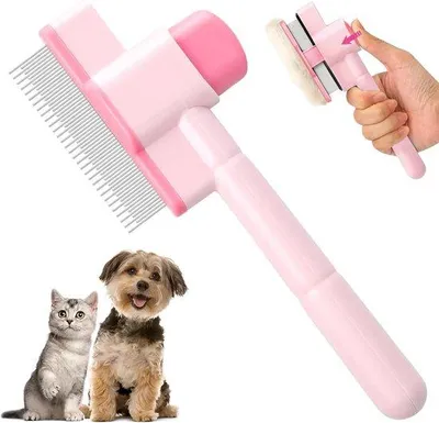 Produktbild von Famanu Selbstreinigende Bürste für Hunde und Katzen - Entfernt mühelos Verfilzungen und lose Haare