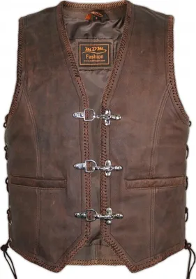 Produktbild von Herren Vintage Braun Lederweste Weste Kutte Bikerweste Lederkutte Rockerweste (S)