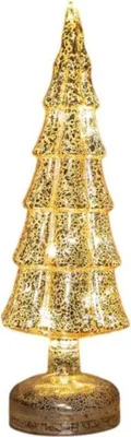 Productafbeelding van Kerstboompje glas led op batterij met timer 34x11 cm goud Anna's Collection
