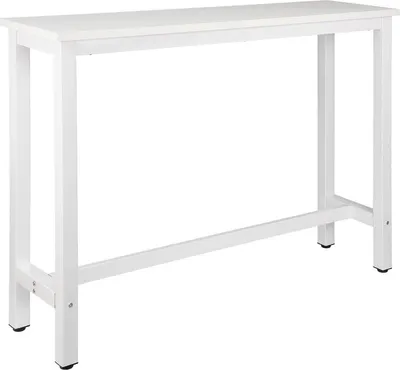 Zdjęcie produktu dla Stół barowy Happyment Deluxe - Stół barowy do wnętrz - Prostokątny - Metalowa rama - Biały - 140x40x100 cm