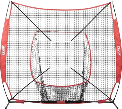 Produktbild von 7 x 7 ft Baseball-Softball-Übungsnetz, tragbares Baseball-Trainingsnetz zum Schlagen, Fangen und Werfen, Backstop-Baseballausrüstung mit Bogenrahmen, Tragetasche, Strike Zone, Ball, Schlagständer