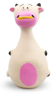 Obrázek produktu pro Pískací hračka pro psy z latexu, kreslený design, odolná proti kousání, interaktivní měkká hračka pro psy, bílá kráva