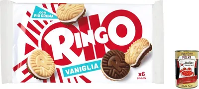 Produktbild von 12x Pavesi Ringo Vaniglia Vanille Kekse Biscuits Cookies 330g Familienpaket + Italian gourmet polpa 400g