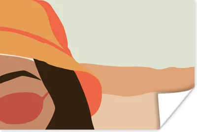 Produktbild von MuchoWow® Poster Frau - Sonnenbrille - Strand - Pastell 30x20 cm - Plakate - Print