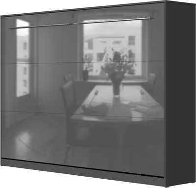 Produktbild von Schrankbett SMARTBett Frotto140x200H  Gasdruckfeder Klappbett mit Matratze Anthrazit/Anthrazit Hochglanzfront