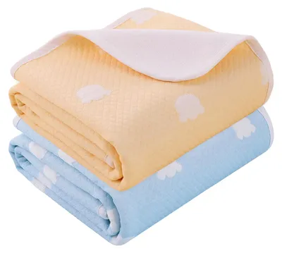 Produktbild von 2 Stück Baby Wickelunterlage, Waschbar Säugling Wickelunterlage, 70 x 90 cm Wasserdicht Atmungsaktiv Wiederverwendbare Wickelauflagen Changing Mat für Babys und Kleinkinder (Blau und Gelb)
