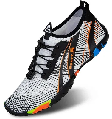 Produktbild von Strandschuhe Badeschuhe Damen Herren Schwimmschuhe Aquaschuhe Sommer Schnell Trocknend Surfschuhe 42 EU Weiß Orange