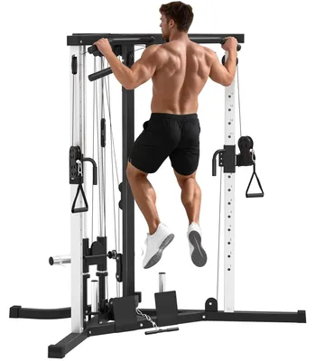 Produktbild von SPORTNOW Kraftstation Fitnessstation mit Latzug Klimmzugstange Curl-/Ruderstange