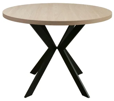 Image de Selsey Callions - Table de salle à manger extensible aspect chêne avec pieds noirs 100-180x100 cm