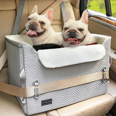 Productafbeelding van Autostoel Hond - Honden Zitje - Veilig Reizen - Verhoogd Zicht - Tot 12 kg - Grijs