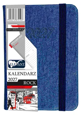 Image de Agenda Rock 2027, format A7, hebdomadaire, couleur saphir