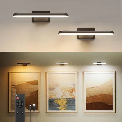 Obrázek produktu pro Bezdrátové umělecké osvětlení pro obrazy, fotografie a portréty – LED nástěnná lampa – 3 barevné teploty – dálkové ovládání s časovačem