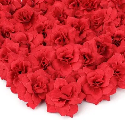 Produktbild von Famanu Kunstblumen 50 Stück - Rote Rosen für Bastelarbeiten