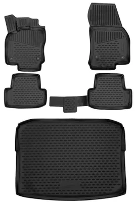 Produktbild von Gummi Kofferraumwanne + Fußmatten Set für Skoda Karoq Scout, Bj. 2020-