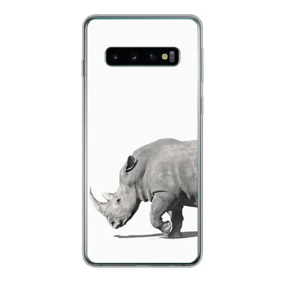 Produktbild von MuchoWow® Handyhülle Schutzhülle Hülle für Samsung Galaxy S10 Rhinozeros - Tiere - Weiß Silikon Softcase Handy Hülle - Handytasche