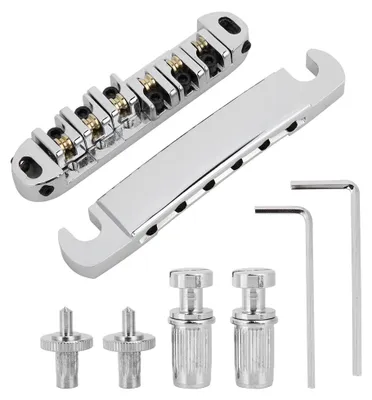 Produktbild von GA102 E-Gitarren-Rollenbrücke, Gitarrenzubehör, Metall-Gitarrenbrückenset (Chrom)