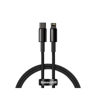 Obrázok produktu pre Baseus Tungsten Gold, 1 m, Lightning, USB C, Samec, Samec, Čierna