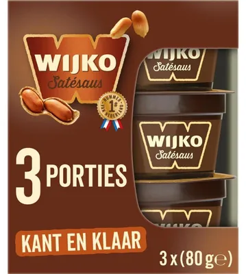 Produktbild von Wijko Satésaus 3x80g – fertige Erdnusssauce, ideal zu Saté & Grillgerichten