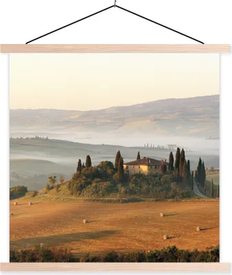 Produktbild von MuchoWow® Textilposter Toskana - Landschaft - Italien 120x120 cm mit holzfarbenen Rahmen - Textil-Poster