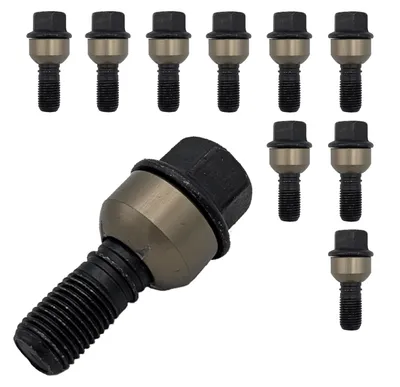 Productafbeelding van 10 wielbouten M14x1.5, 36mm, met kogelkop, 2-delig, R14, zwart, voor Porsche 911 991, 911 997, Boxster 981, Boxster 987, Boxster Spyder 981, Boxster