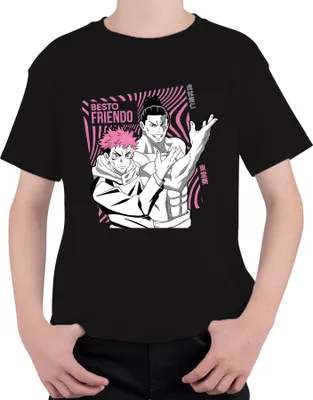 Immagine prodotto di Jujutsu Kaisen BESTO FRIENDO Yuji Itadori Aoi Todo Gift Anime Maglietta unisex per bambini, nero, 152
