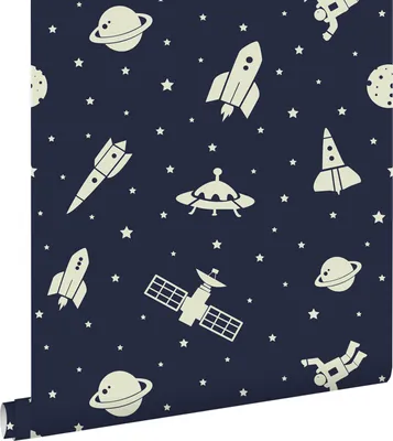 Produktbild von ESTAhome Tapete Weltraum Dunkelblau und Weiß 50 x 900 cm