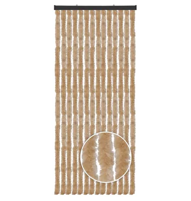 Zdjęcie produktu dla Kurtina z tkaniny frotte do kampera, 56 x 185 cm, beżowa, z siatką przeciw owadom z tkaniny szenilowej, kurtina drzwiowa na kemping, cicha, odporna na warunki atmosferyczne, przepuszczająca powietrze