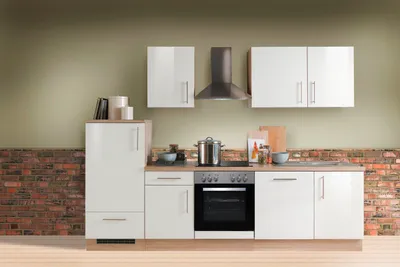 Produktbild von Küchenzeile mit Elektrogeräten Premium Lack Weiß 280 cm