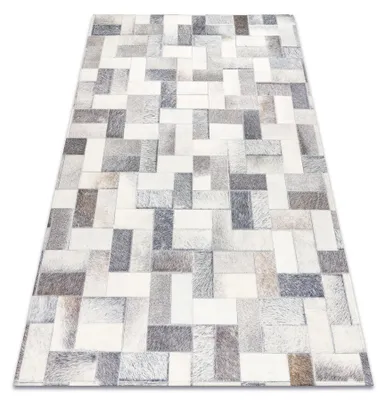 Image de Tapis PATCHWORK 21723 gris - Peau de vache, planches beige 120x170 cm