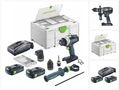 Zdjęcie produktu dla Festool TPC 18/4 I-Basic-Set akumulatorowa wiertarko-wkrętarka udarowa 18 V 75 Nm bezszczotkowa + 2x akumulator 3,0 Ah + ładowarka + systainer