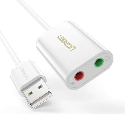 Image de UGREEN USB-A To 3.5mm External Stereo Sound Adapter White 15cm
