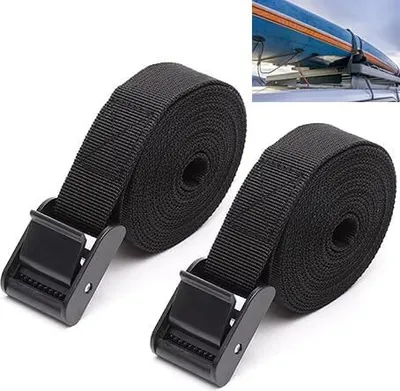 Produktbild von Spanngurt Befestigungsgurt, 2 Stück Zurrgurt 2 m x 25 mm Spanngurte Expander mit Klemmen Spanngurte Spannbänder mit Klemmschloss (Schwarz)