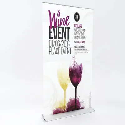 Produktbild von AlaBama | Roll Up Banner | Alu Silber | 85x200cm | Premium | Display Werbe