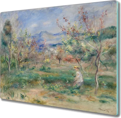 Produktbild von Coloray Schneidebrett Herdabdeckplatte 60x52 cm Kochplattenabdeckung Hackbrett Küchenbrett - Wald Berglandschaft
