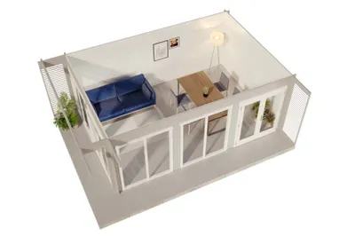 Produktbild von Alpholz Gartenlounge Viva B aus Holz in Naturbelassen mit 44 mm Wandstärke, Größe: 588 x 400 cm, Flachdach